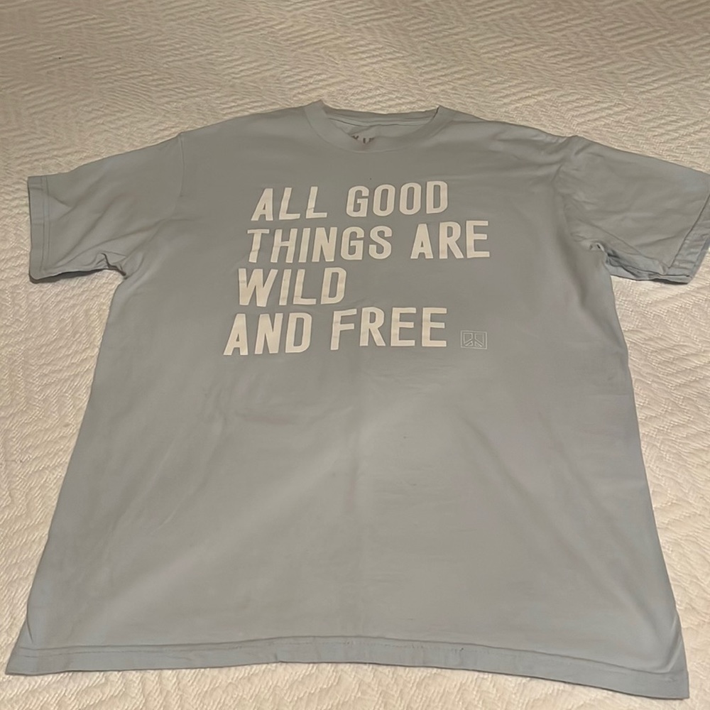 Blue ALL GOOD THINGS ARE WILD AND FREE Liberty t shirt from Canmore Liberty